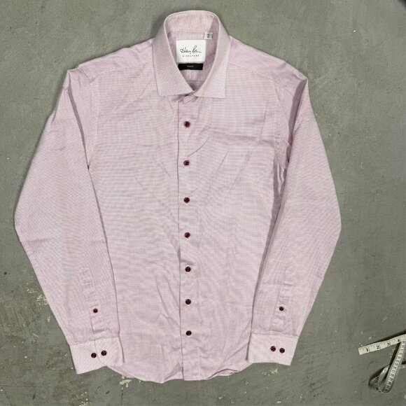 Harry Rosen Signature Dress Shirt Slim Fit Textured Cotton Long Sleeve 15 Small - Picture 2 of 9